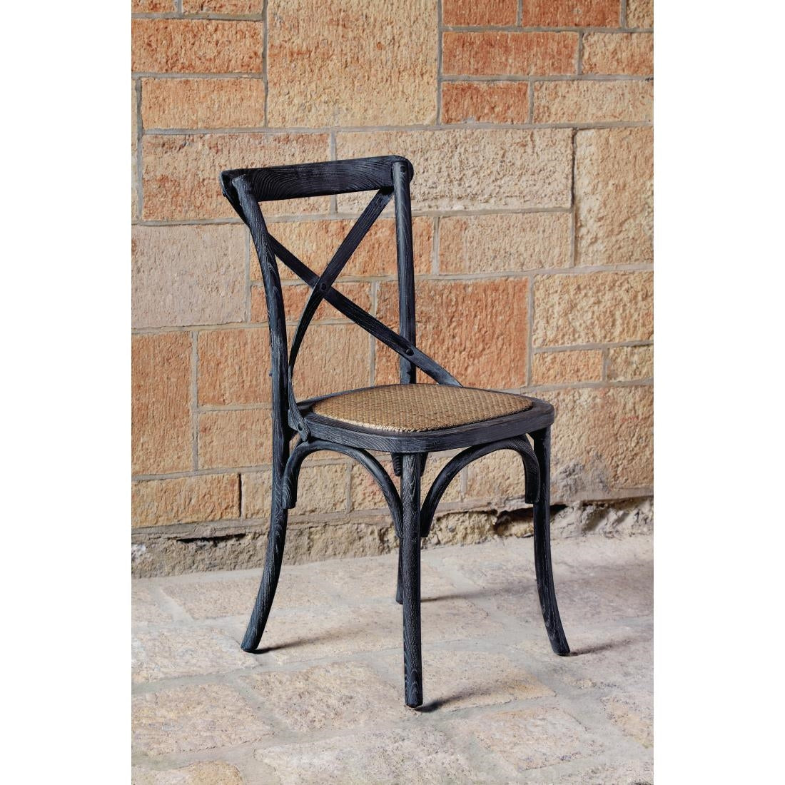 GG654 Bolero houten stoel met gekruiste rugleuning black wash (2 stuks)