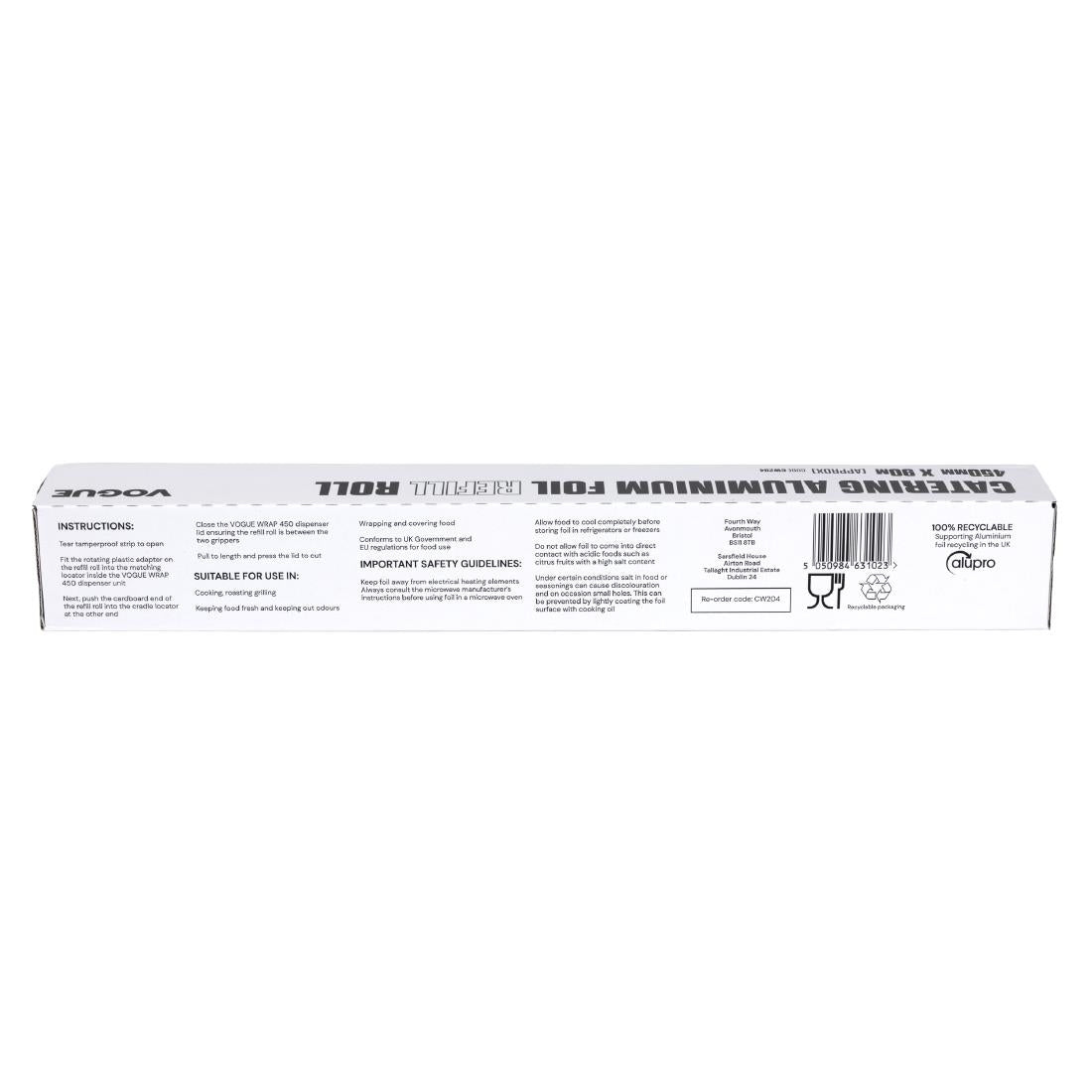 CW204 Aluminiumfolie navulling voor Vogue Wrap450 dispenser (3 stuks)