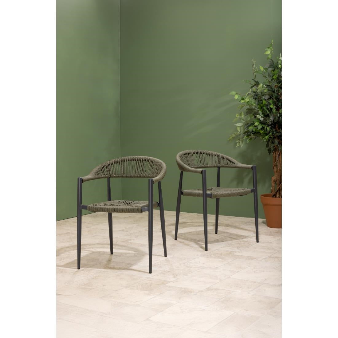 HZ592 Bolero Eden PE gevlochten rattan outdoor armstoelen groen (4 stuks)