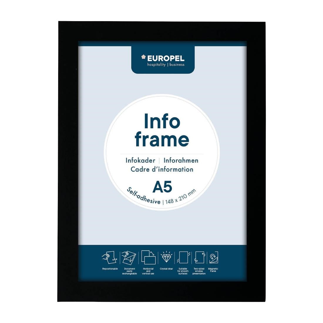HU458 Europel Info Frame / Zelfklevende Set 2 Stuks A5 Zwart