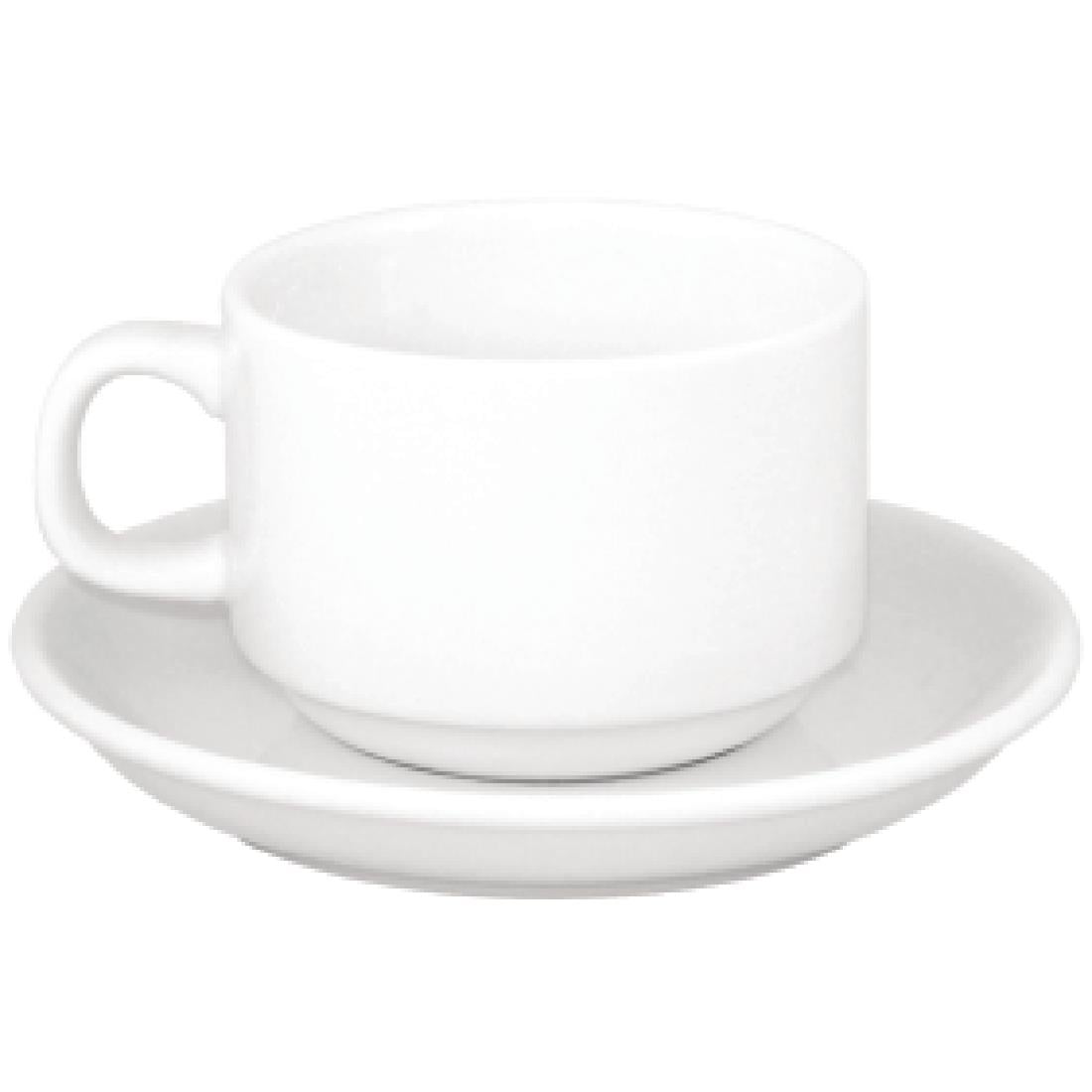 S376 SPECIALE AANBIEDING Athena Hotelware stapelbare theekoppen en schotels (24 stuks)
