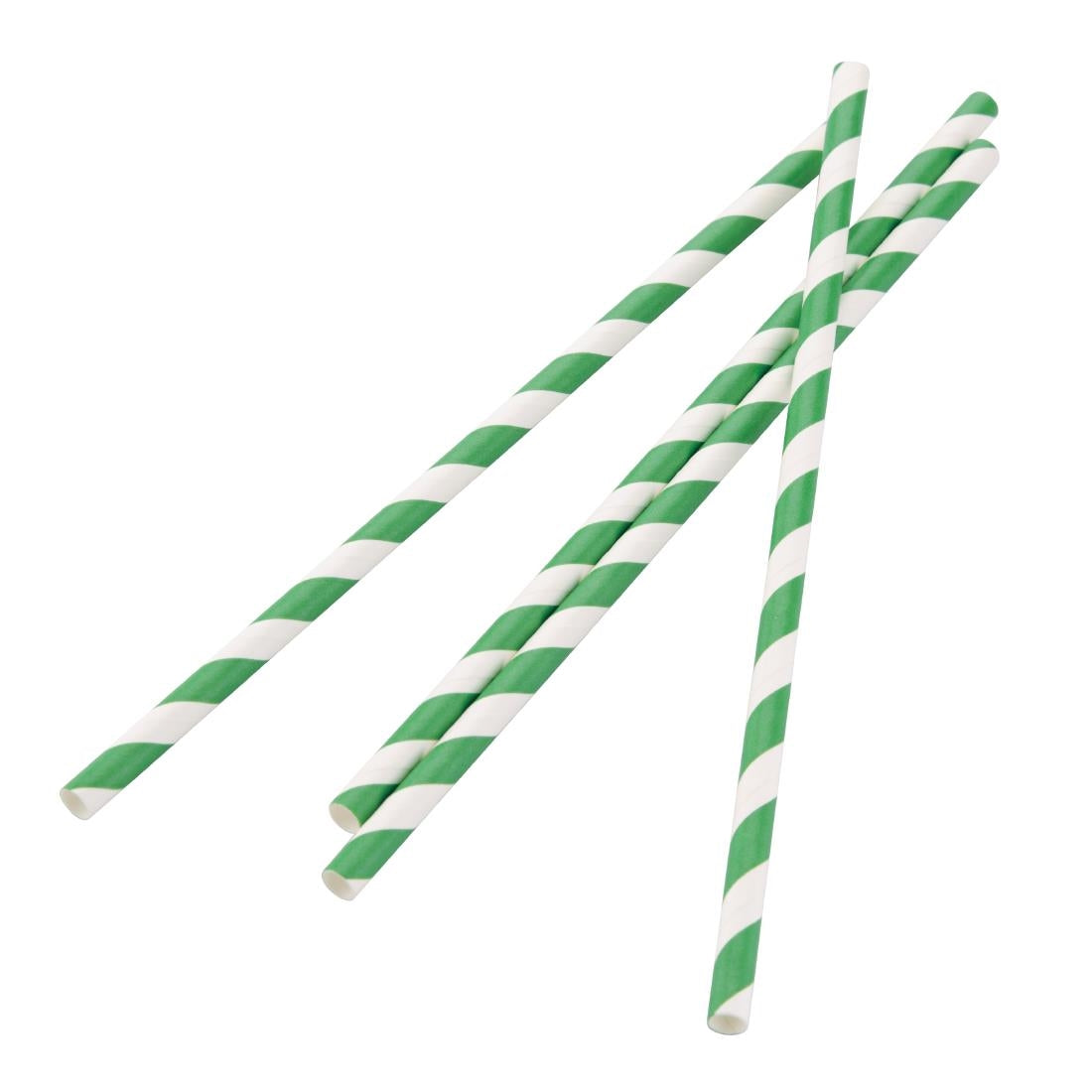 DE928 Fiesta Compostable composteerbare papieren rietjes groen-wit gestreept (250 stuks)