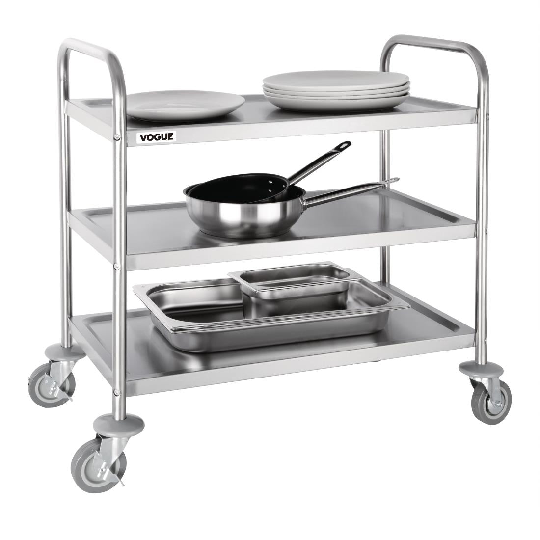 F994 Vogue RVS serveerwagen met 3 bladen - medium