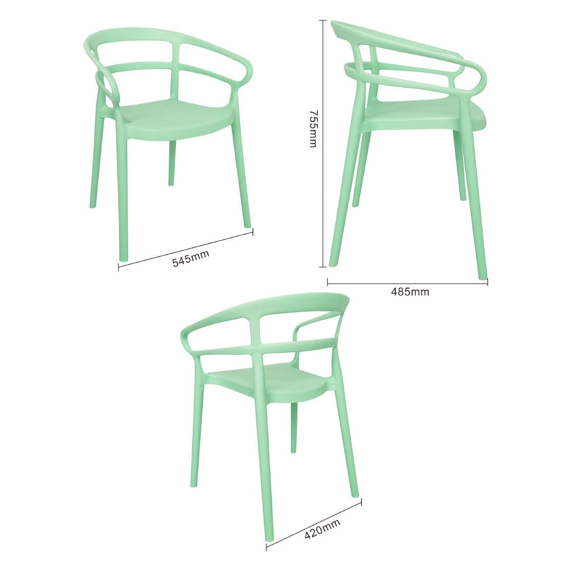 DX981 Bolero Mateo Caféstoelen Mintgroen (2 stuks)