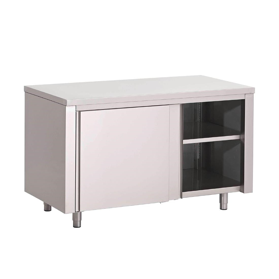 GN155 Gastro M RVS werktafel met schuifdeuren 88x200x70cm