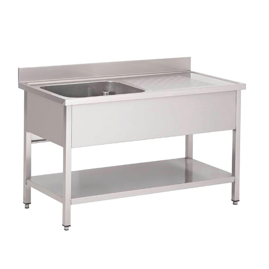 GN201 Gastro M RVS spoeltafel 1 spoelbak links 140x70x85cm