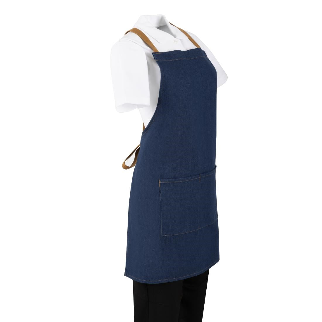 BA159 Southside Schort Denim Blauw Met Bruine Bandjes