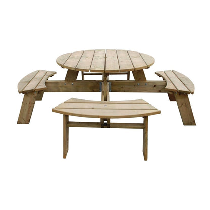 CG097 Rowlinson ronde houten picknicktafel 200(Ø)cm