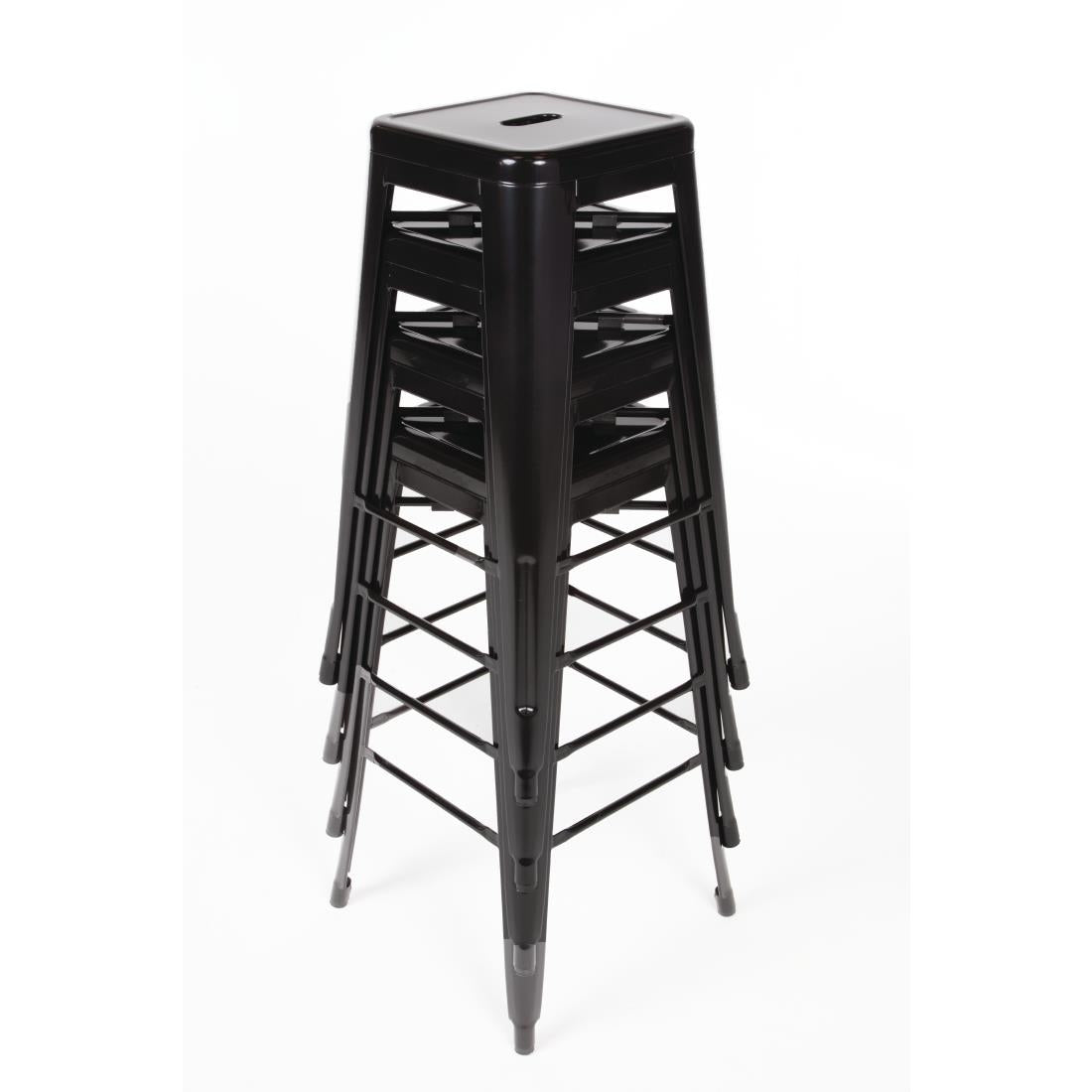 DL881 Bolero Bistro gegalvaniseerd stalen barkruk zwart (4 stuks)