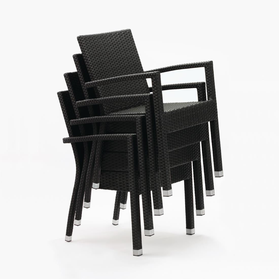 DL477 Bolero polyrotan stoelen met armleuning antraciet (4 stuks)