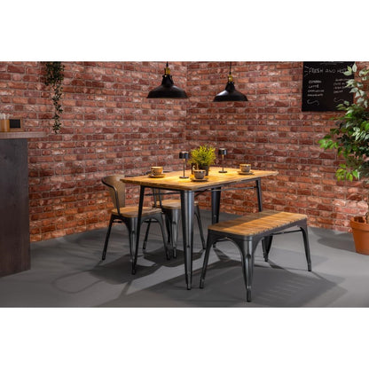 HZ817 Bolero Bistro Bank Met Mangohouten Latten En Donkergrijze Poten 850mm (2 stuks)