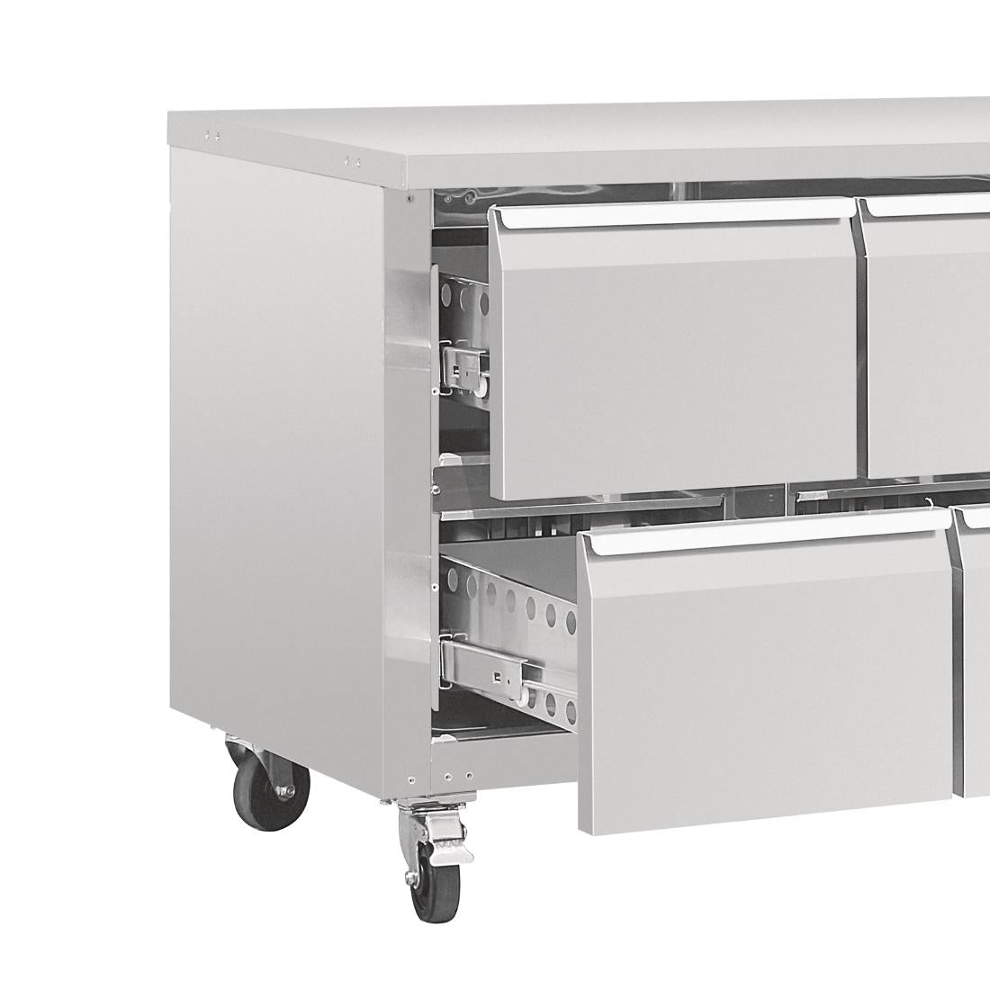 DA549 Polar U-serie geventileerde gekoelde GN werkbank met 8 laden