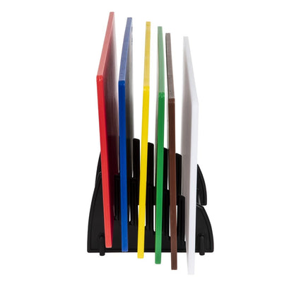 FY329 Hygiplas LDPE snijplanken set met rek 450x300x10mm (Set van 6)