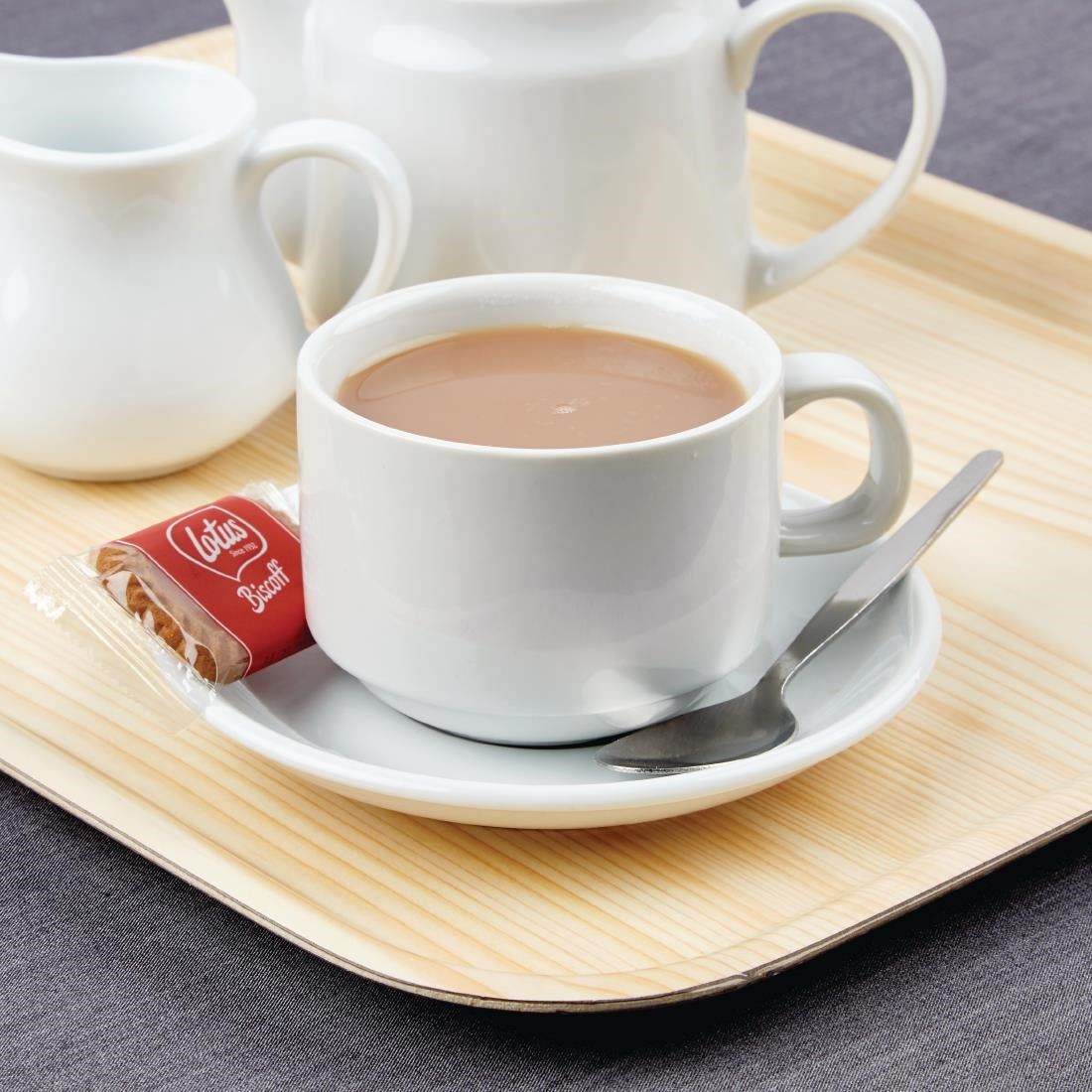 S376 SPECIALE AANBIEDING Athena Hotelware stapelbare theekoppen en schotels (24 stuks)