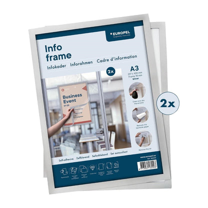 HU453 Europel Infolijst / Zelfklevende Set 2 Stuks A3 Zilver