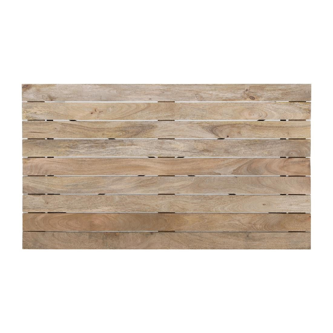 HZ810 Bolero Bistro Eettafel Met Mangohouten Lattenblad En Zwarte Poot 1200mm