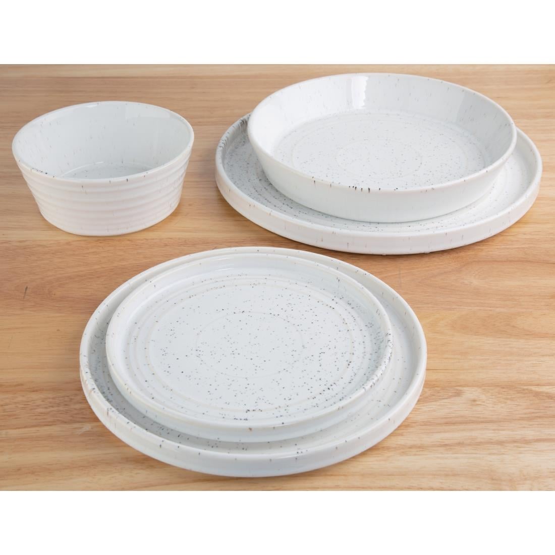 FD902 Olympia Cavolo Wit Spikkel Platte Ronde Bord 180mm (6 Stuks)