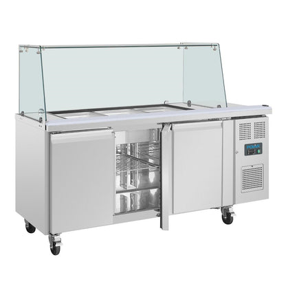 UA018 Polar U-serie driedeurs saladette met vierkant kuchscherm