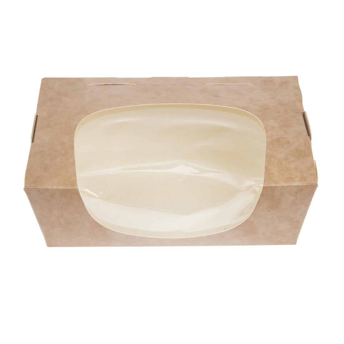 FA392 Colpac Zest kraft saladebakken met acetaat venster en insteeksluiting composteerbaar 825ml (250 stuks)