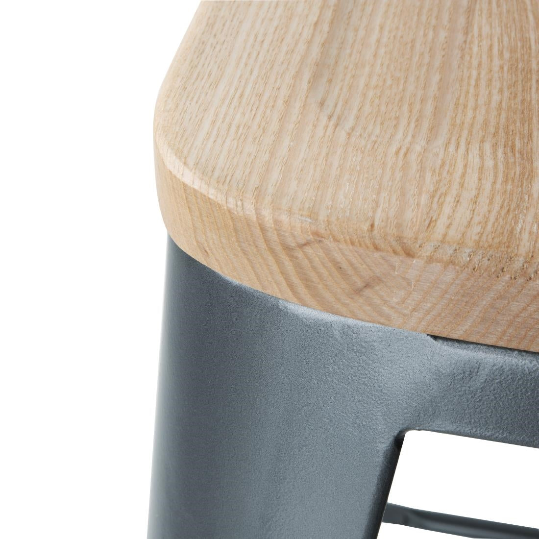 FB624 Bolero Bistro hoge barstoel met houten zitting grijs (4 stuks)