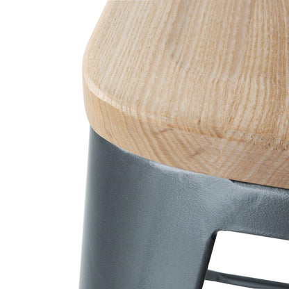 FB624 Bolero Bistro hoge barstoel met houten zitting grijs (4 stuks)