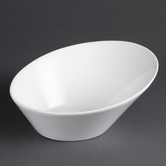 CB078 Olympia Whiteware ovale hellende kommen 22,2x24,6cm (3 stuks)