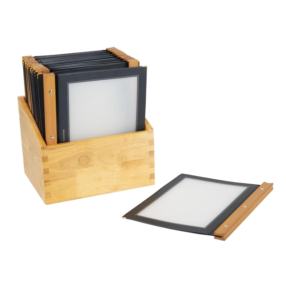 H759 Securit menumappen set met houten box A4 zwart (20 stuks)