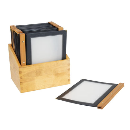 H759 Securit menumappen set met houten box A4 zwart (20 stuks)