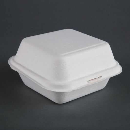 DW247 Fiesta Compostable bagasse hamburgerbakjes 153mm (500 stuks)