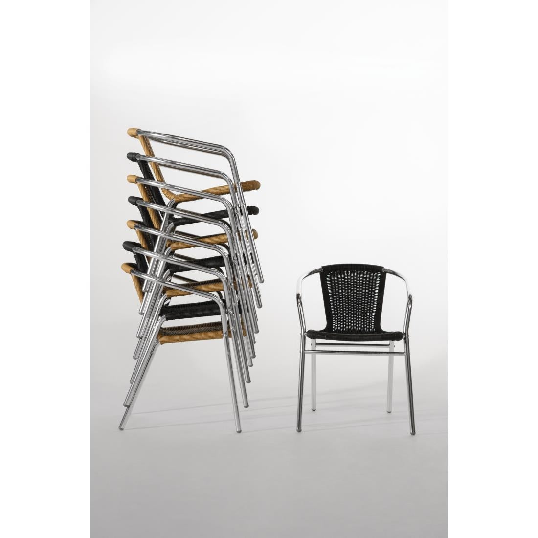 U422 Bolero aluminium en polyrotan stoel naturel (4 stuks)