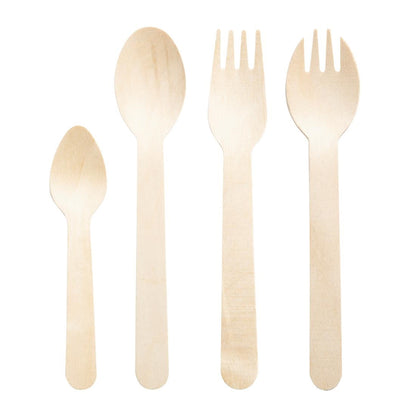 CH086 Fiesta Compostable individueel verpakte houten sporken (500 stuks)