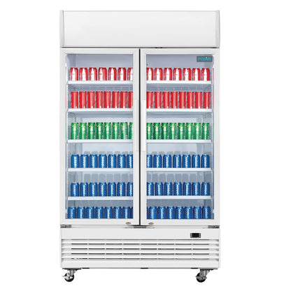 GE580 Polar G-serie tweedeurs displaykoeling met lichtbak 950L klapdeuren