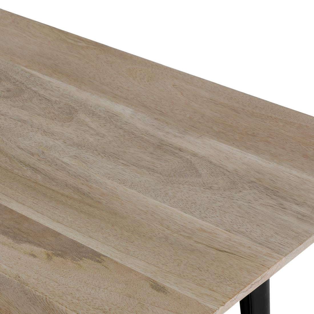 HZ808 Bolero Bistro Eettafel Mangohouten Blad Zwarte Poot 1450mm