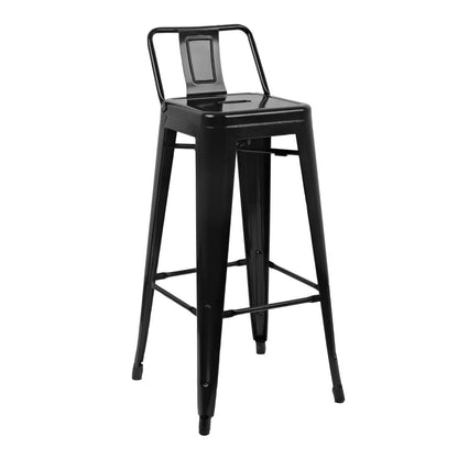 DL882 Bolero Bistro gegalvaniseerd stalen barkruk met rugleuning zwart (4 stuks)