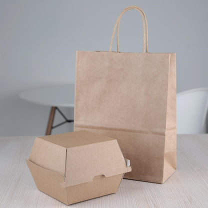 FB665 Fiesta Compostable composteerbare hamburgerdoosjes kraft groot 112mm vierkant (150 stuks)