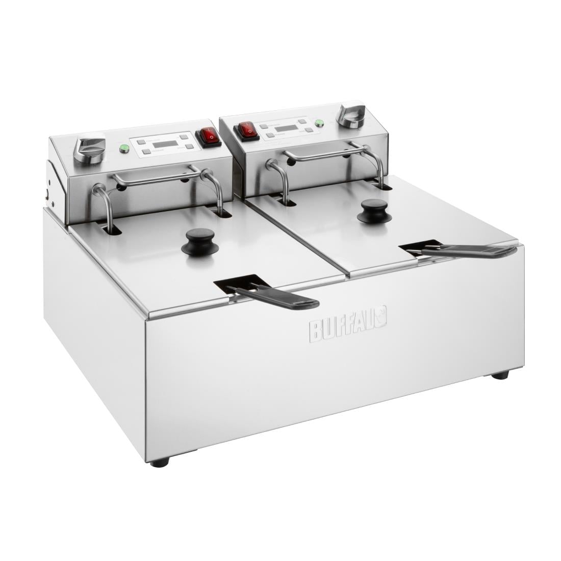 CU624 Buffalo Dubbele Elektrische Friteuse met Timer 2x5Ltr