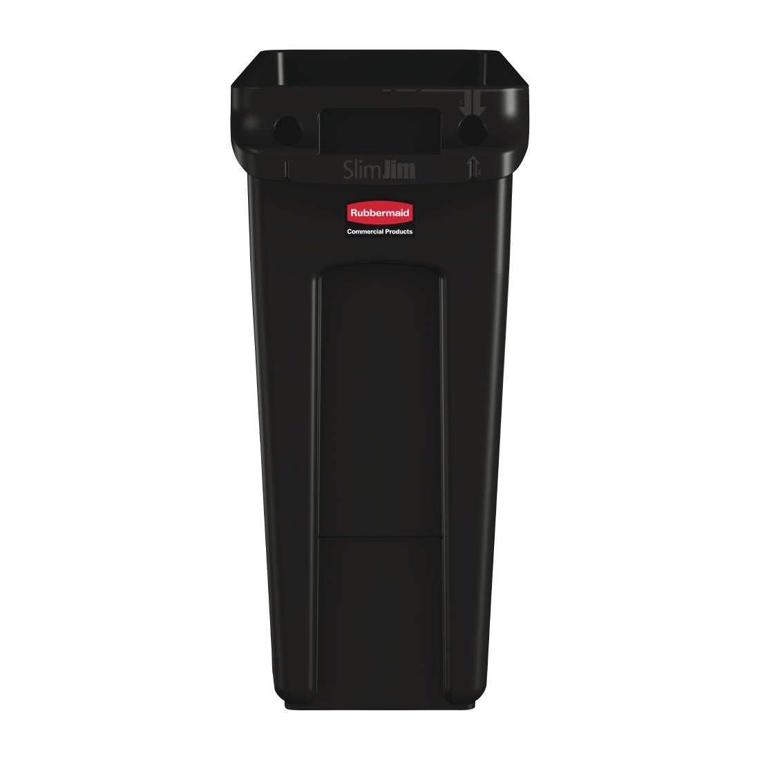 CP652 Rubbermaid Slim Jim afvalbak met ventilatiekanalen zwart 60Ltr