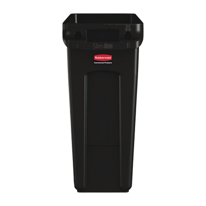 CP652 Rubbermaid Slim Jim afvalbak met ventilatiekanalen zwart 60Ltr