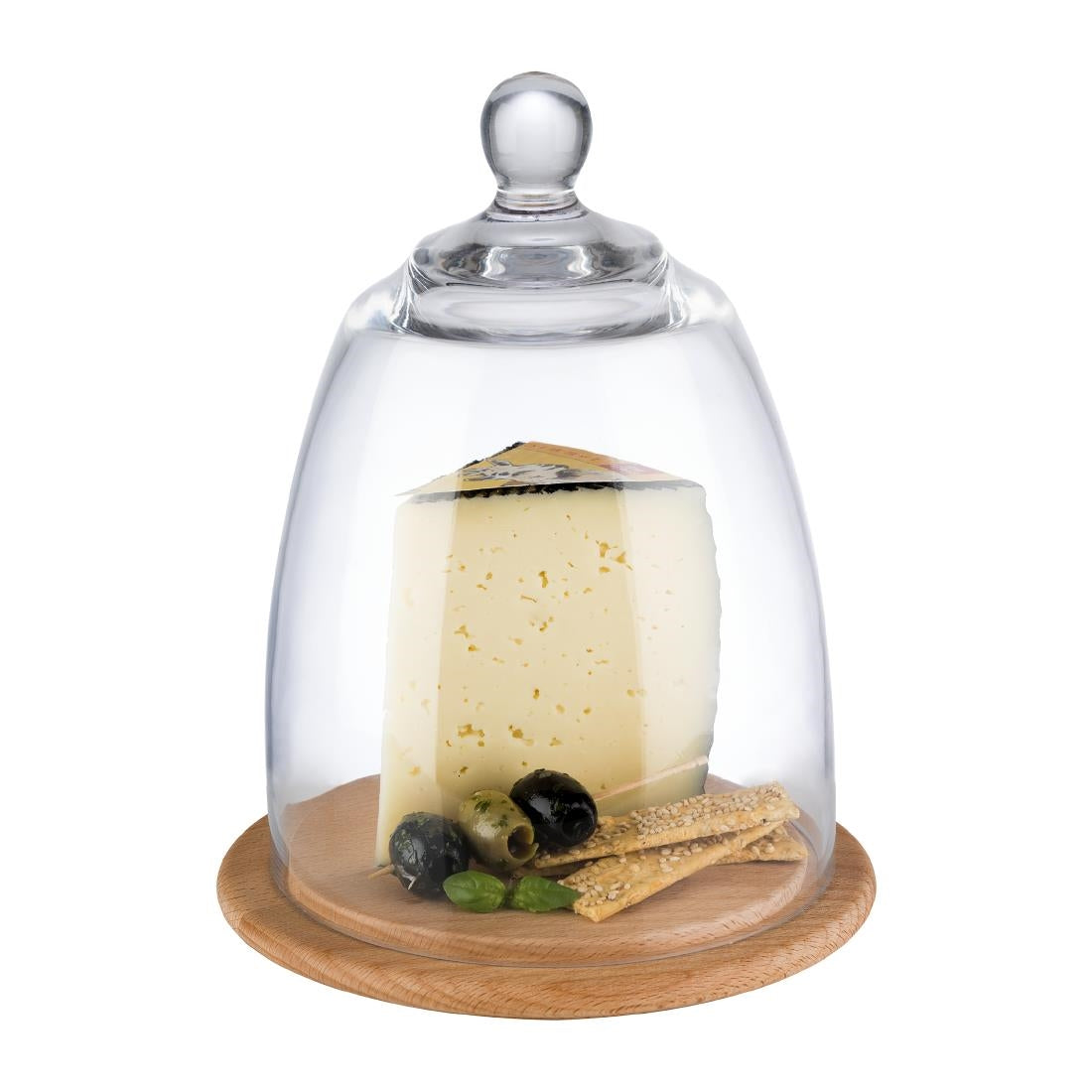 FT201 APS serveerplank met glazen cloche 185mm