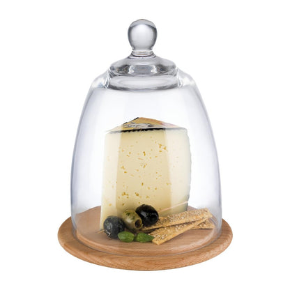 FT201 APS serveerplank met glazen cloche 185mm