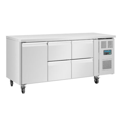 UA020 Polar U-serie koelwerkbank 1 deur 4 lades 358Ltr