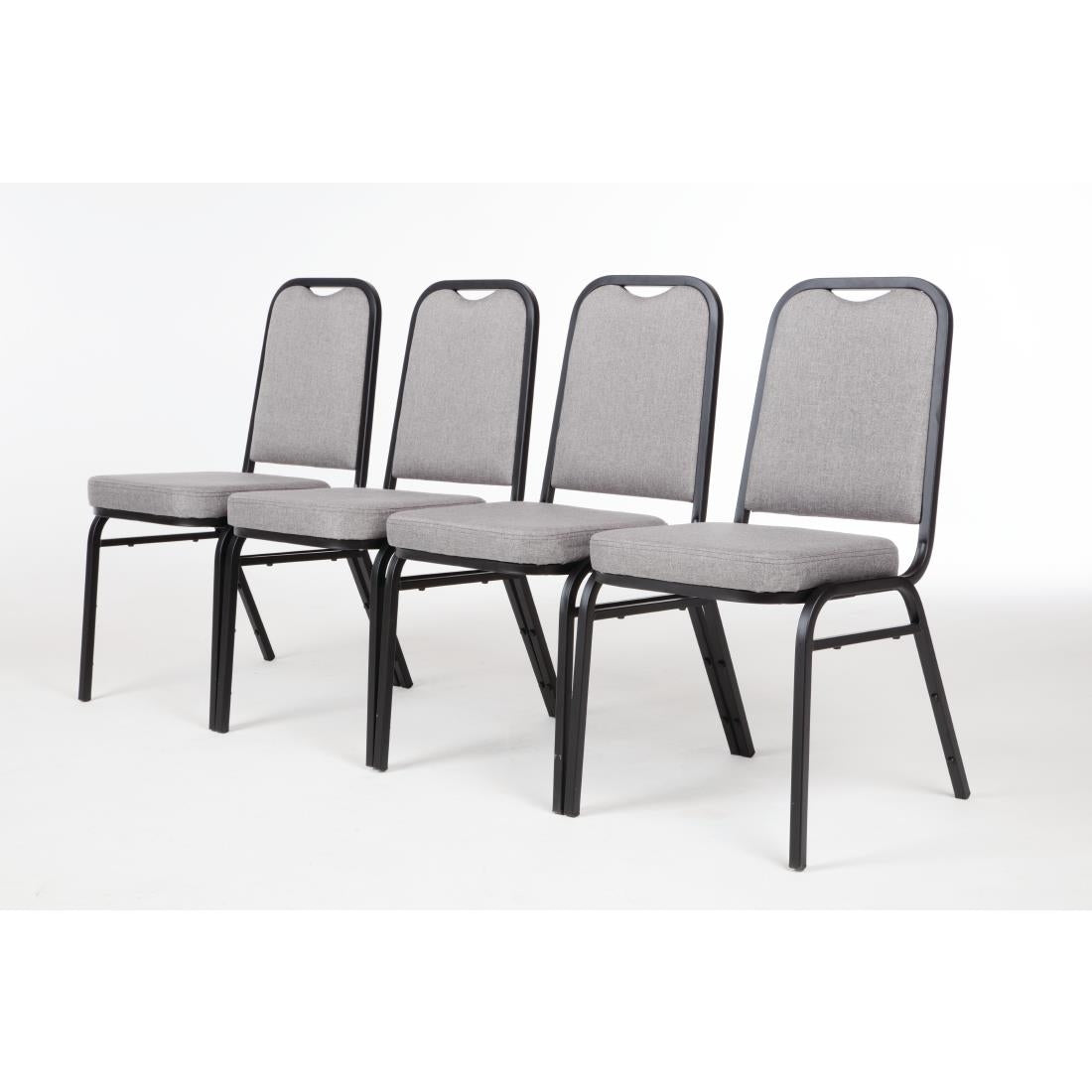 DA602 Bolero stalen stapelstoel met vierkante rugleuning grijs (4 stuks)