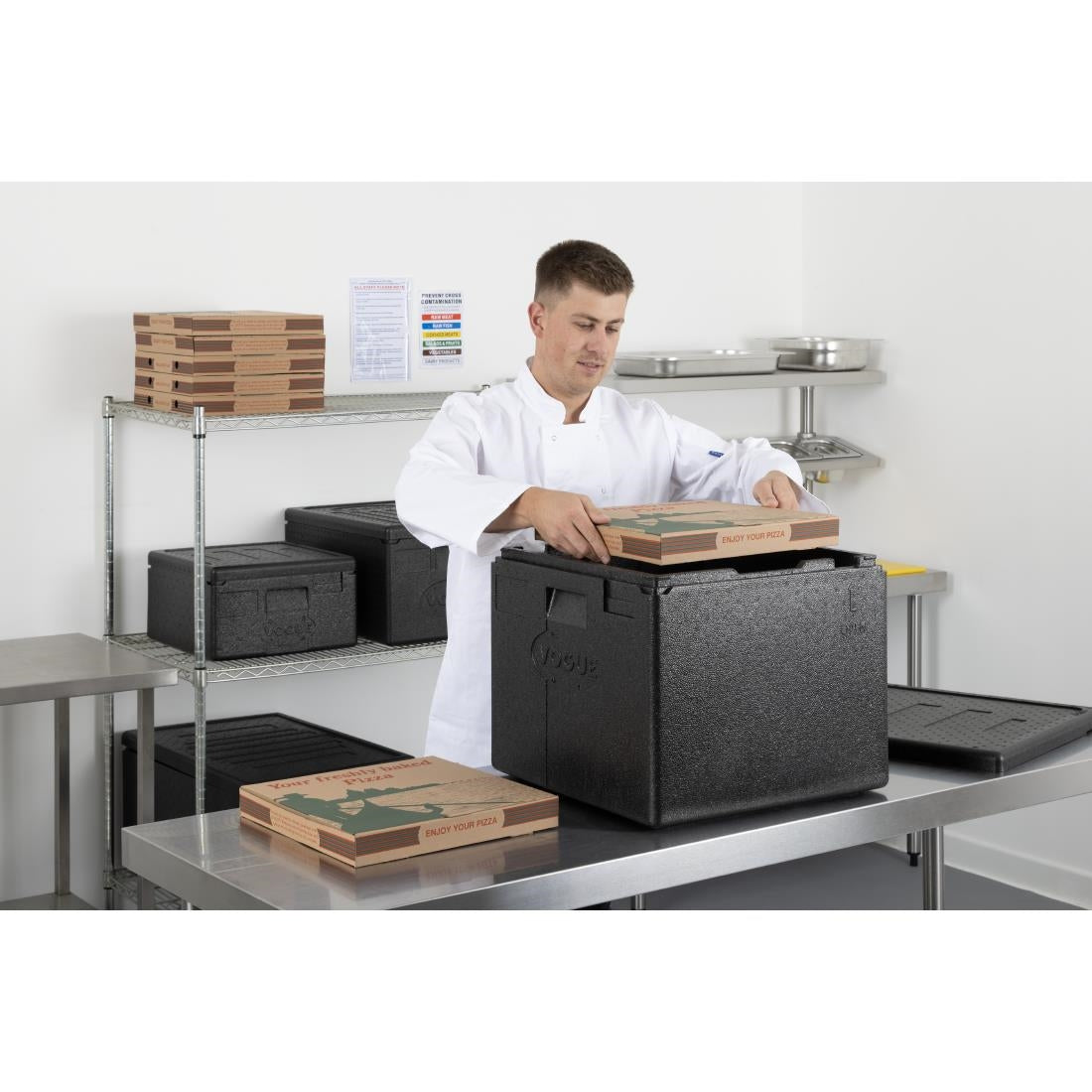 DX991 Vogue Geïsoleerde EPP Pizzatransportbox 59Ltr 8 Pizza Capaciteit