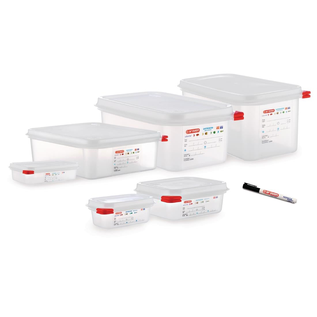 T987 Araven GN 1/3 voedselbak met deksel 6Ltr (4 stuks)