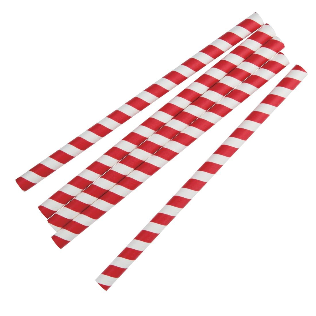 FP443 Fiesta Compostable composteerbare papieren smoothierietjes 210mm rood-wit  Individueel verpakt (250 stuks)