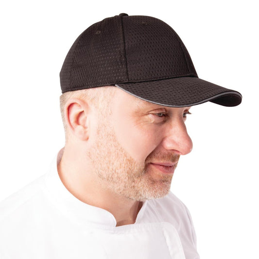 A942 Chef Works Cool Vent baseball cap zwart en grijs