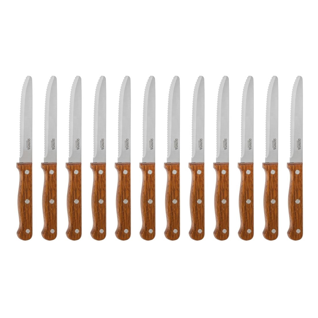 CS717 Olympia steakmessen met ronde punt hout (12 stuks)