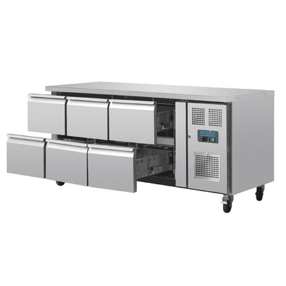 DA548 Polar U-serie geventileerde gekoelde GN werkbank met 6 laden
