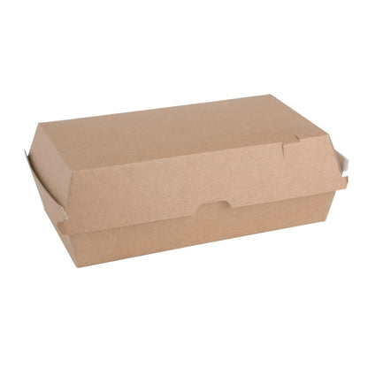 FB667 Fiesta Compostable composteerbare hamburgerdoosjes kraft groot rechthoekig (100 stuks)