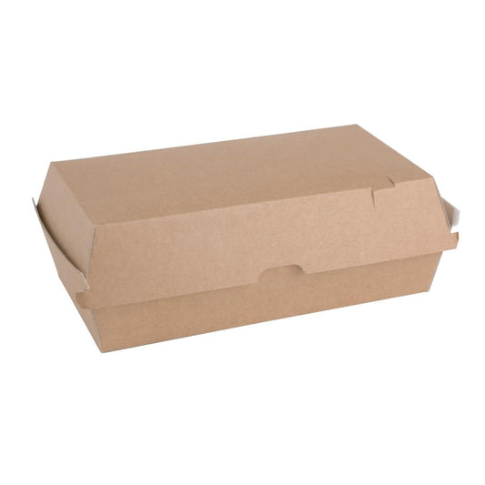 FB667 Fiesta Compostable composteerbare hamburgerdoosjes kraft groot rechthoekig (100 stuks)